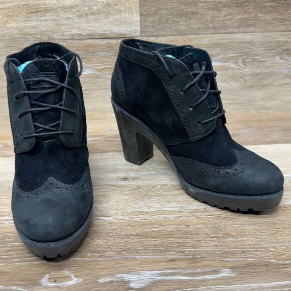 Sperry Emory Black Leather/Suede Lug Sole Heeled Oxford Shoe Women's Size 8 - Picture 6 of 7